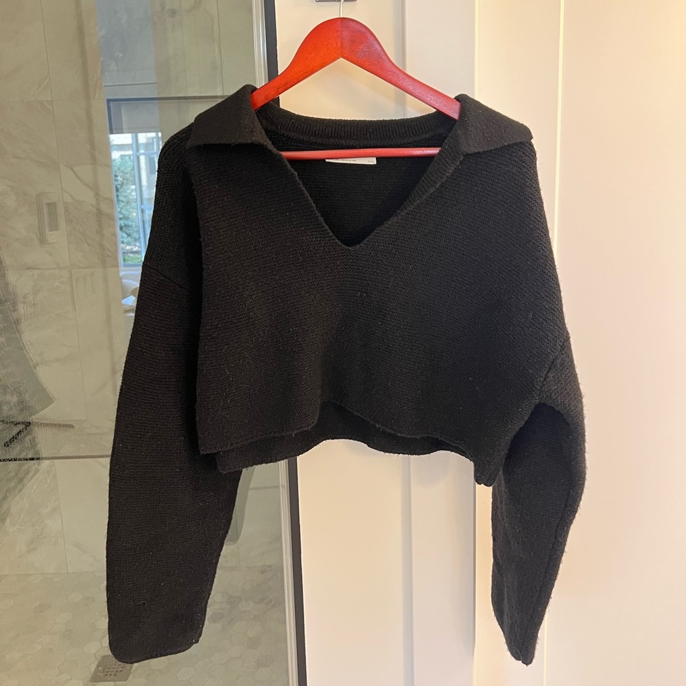 OAK + FORT Black V-Neck Sweater Timeless Knit